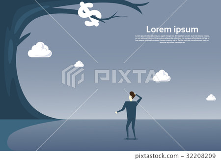 Business Man Looking At Dollar Sign Hanging On 32208209