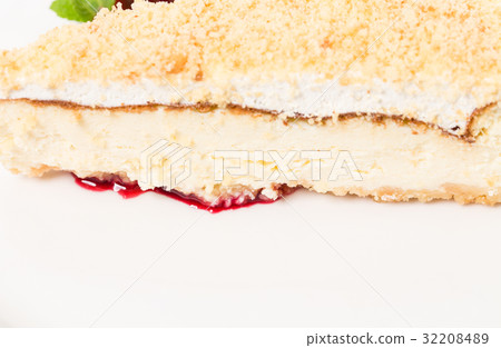 Traditional cheesecake with berry jam. Traditional cheesecake with berry jam. 32208489