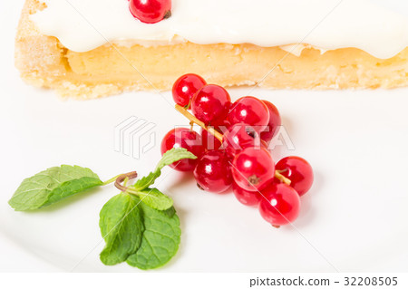 Lemon pie with sweet cream closeup. Lemon pie with sweet cream closeup. 32208505