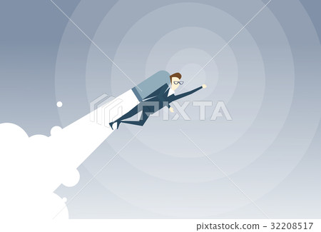 Business Man With Jet Pack Project Successful 32208517