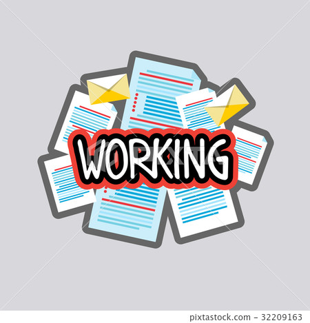 Working Sticker Social Media Network Message 32209163