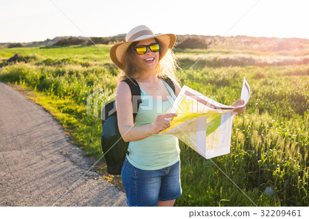 Tourism, travel and summer concept - Happy woman 32209461