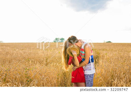 Happy romantic couple outdoor, summertime Happy romantic couple outdoor, summertime 32209747