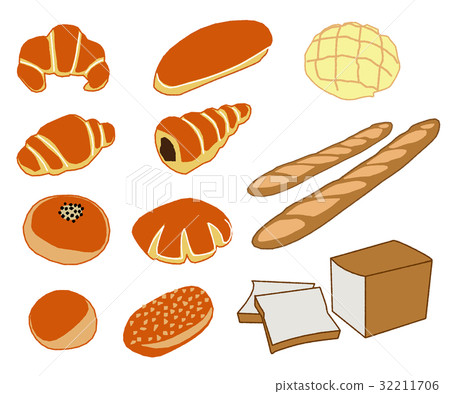 Handwriting style bread various Handwriting style bread various 32211706
