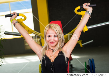 fitness, sport, powerlifting and people concept - 32212036