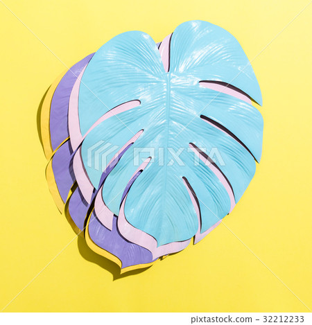 Painted monstera leaves with hard shadow Painted monstera leaves with hard shadow 32212233