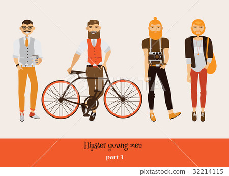 Set with hipster young man in different poses 32214115