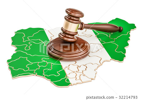 Wooden Gavel on map of Nigeria, 3D rendering Wooden Gavel on map of Nigeria, 3D rendering 32214793