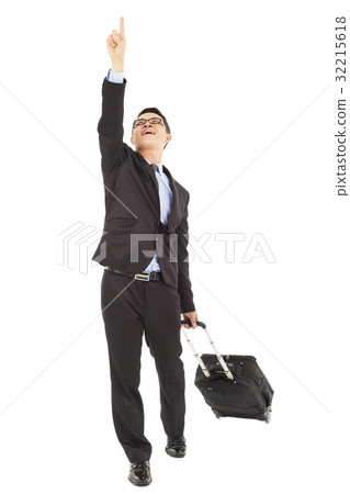 happy businessman raise a hand and look up happy businessman raise a hand and look up 32215618