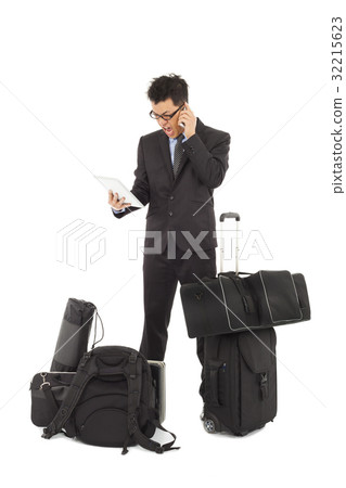 Angry businessman talking on the phone  32215623