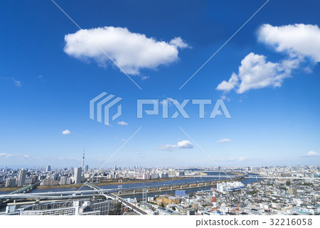 東京都市風景Yasuharu Aozora東京天空樹和周圍的街道 32216058