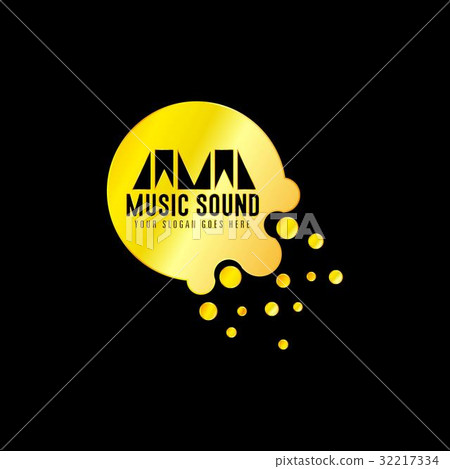 Golden Music Emblem with Black Background 32217334