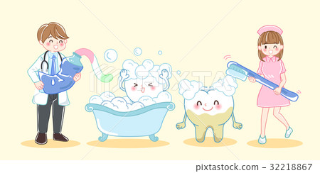dentist brush tooth happily dentist brush tooth happily 32218867