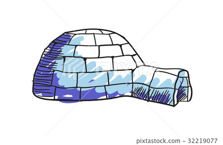 插图素材: eskimo igloo hand drawn isolated icon