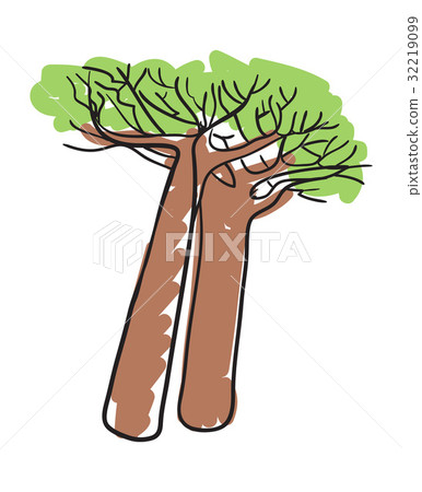 African baobab tree hand drawn icon African baobab tree hand drawn icon 32219099