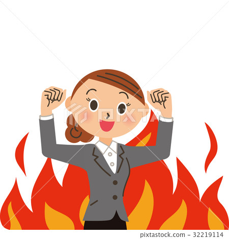 Burning female office worker 32219114