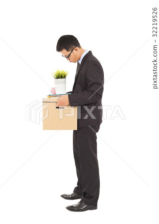 Businessman loses his job with carrying belongings 32219526
