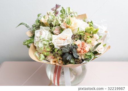 cute light bouquet with garden roses and mixed 32219987