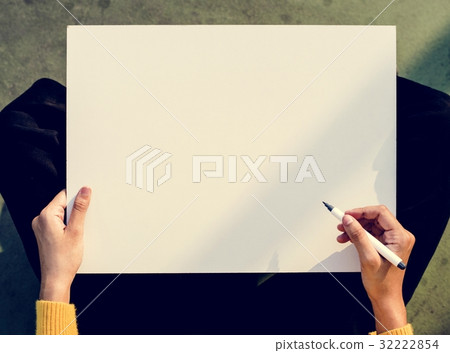 Hand Holding Pen Paper Write Copy Space 32222854