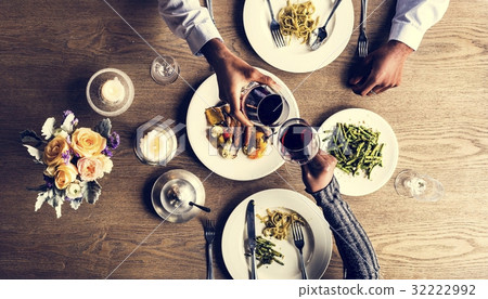 Couple Having Dinner Date at Restaurant 32222992