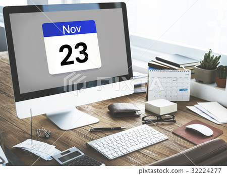 Illustration of calendar schedule personal organizer on computer Illustration of calendar schedule personal organizer on computer 32224277