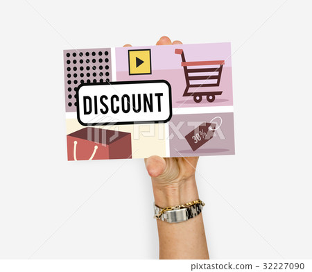 Hand holding banner network graphic overlay 32227090