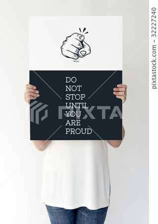 Illustration of pointing finger with motivated aspirations 32227240