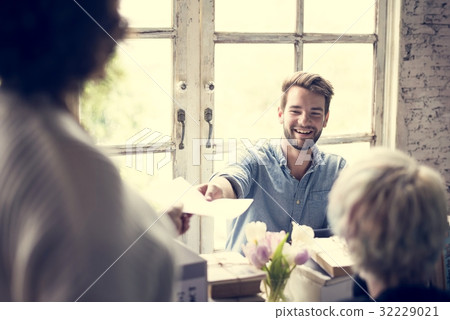 Colleagues Exchanging Opinion Ideas Working 32229021