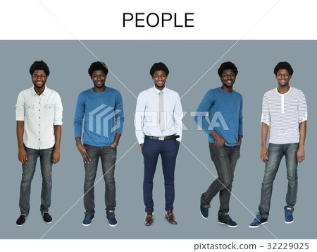 Adult Men Set Gesture Standing Studio Isolated 32229025