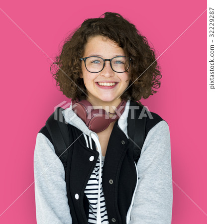 Young teenager girl with headphone Young teenager girl with headphone 32229287