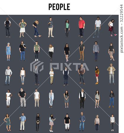 Various of diversity people full body standing with smiling on background 32229544