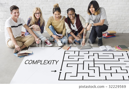 Group of people brainstorming about enigma concept Group of people brainstorming about enigma concept 32229569