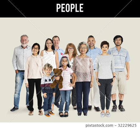 Diversity of People Generations Set Together Studio Isolated 32229625