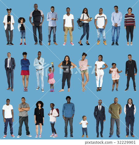 Various of diversity people full body set standing with smiling on background Various of diversity people full body set standing with smiling on background 32229901
