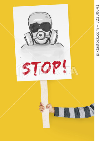 Stop Anti Against Abandon Gas Mask Word Graphic 32230641