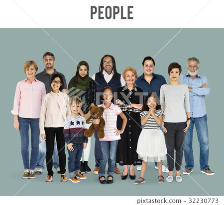Diversity of People Generations Set Together Studio Isolated 32230773