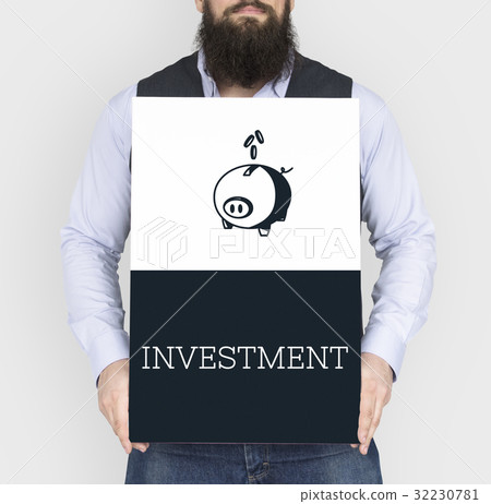 Piggy Bank Money Savings Future Investment Word Graphic 32230781
