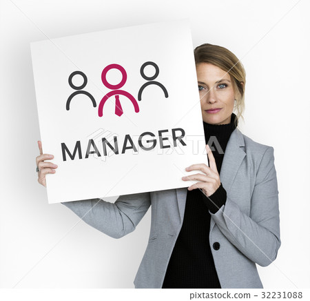 Businesswoman with illustration of leadership business organization 32231088
