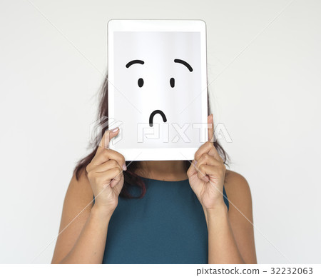 Illustration of confuse stunned face on banner Illustration of confuse stunned face on banner 32232063
