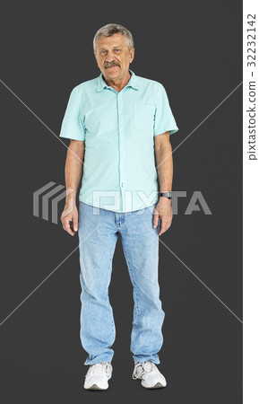 Senior Adult Man Face Smile Expression Studio Portrait 32232142