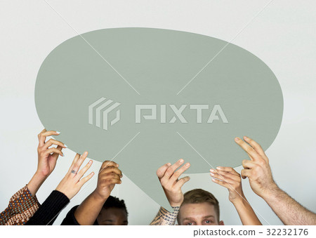 Group of Diverse People Holding Blank Speech Bubbles Group of Diverse People Holding Blank Speech Bubbles 32232176