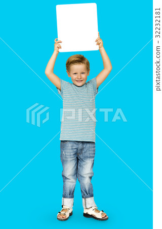 Caucasian Ethnicity Boy holding Placard Caucasian Ethnicity Boy holding Placard 32232181