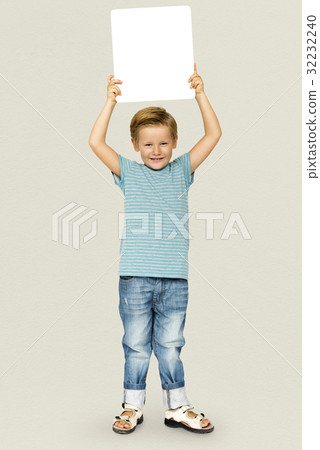 Caucasian Ethnicity Boy holding Placard Caucasian Ethnicity Boy holding Placard 32232240