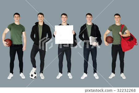 Young Adult Man Sport Player Studio Portrait Isolated 32232268