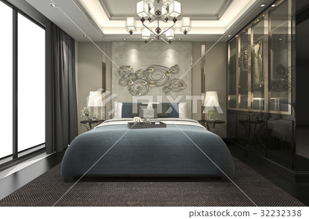 luxury modern bedroom suite in hotel with wardrobe luxury modern bedroom suite in hotel with wardrobe 32232338