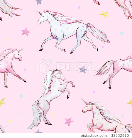 Watercolor unicorn vector pattern 32232910
