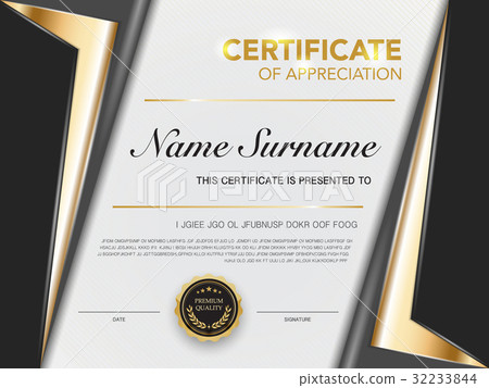 diploma certificate template black and gold color - Stock Illustration ...