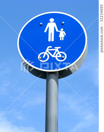 Road sign, pedestrian and bicycles area Road sign, pedestrian and bicycles area 32234895