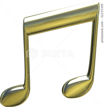 8th note clip with gold beam - Stock Illustration [32235395] - PIXTA