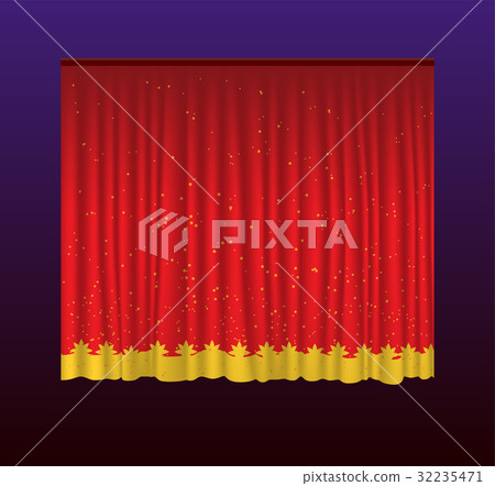 Curtains - realistic vector red drapes 32235471